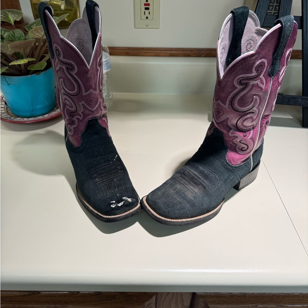 Ariat Black and Purple Ankle Boots